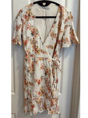 Abercrombie & Fitch Floral Wrap Dress Medium Ruffle Hem Boho Mini